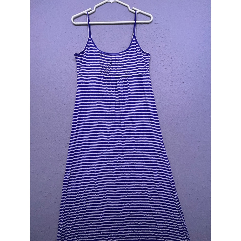 Calvin Klein Maxi Dress Jersey Purple Striped Medium Womens